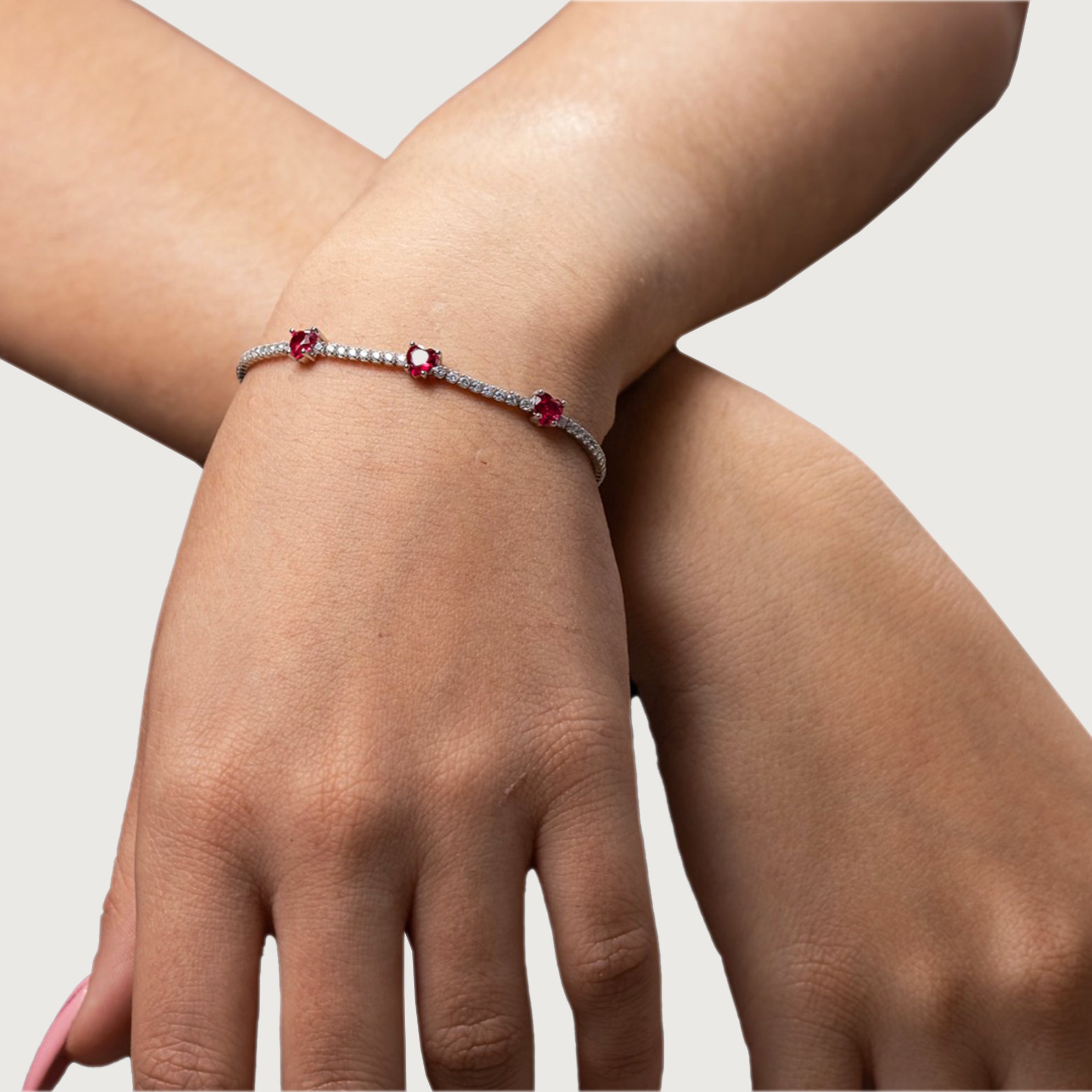 Bracciale Tennis con tre Cuori
