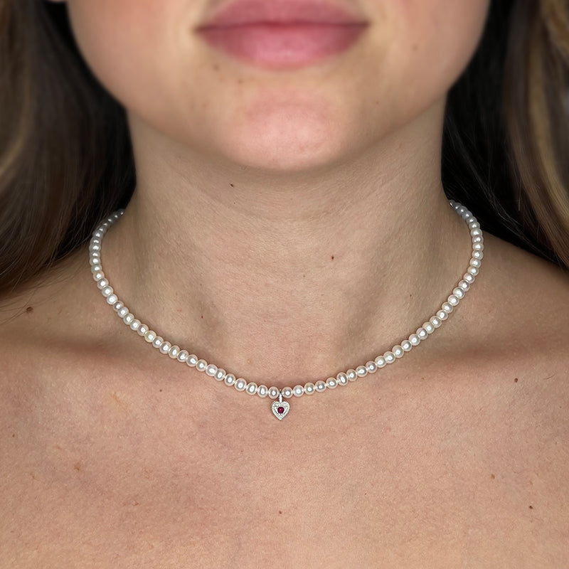 VIKI LYNN Collana Di Perle D'acqua Dolce 7-8mm Con Ciondolo Cuore – Eleganza Naturale