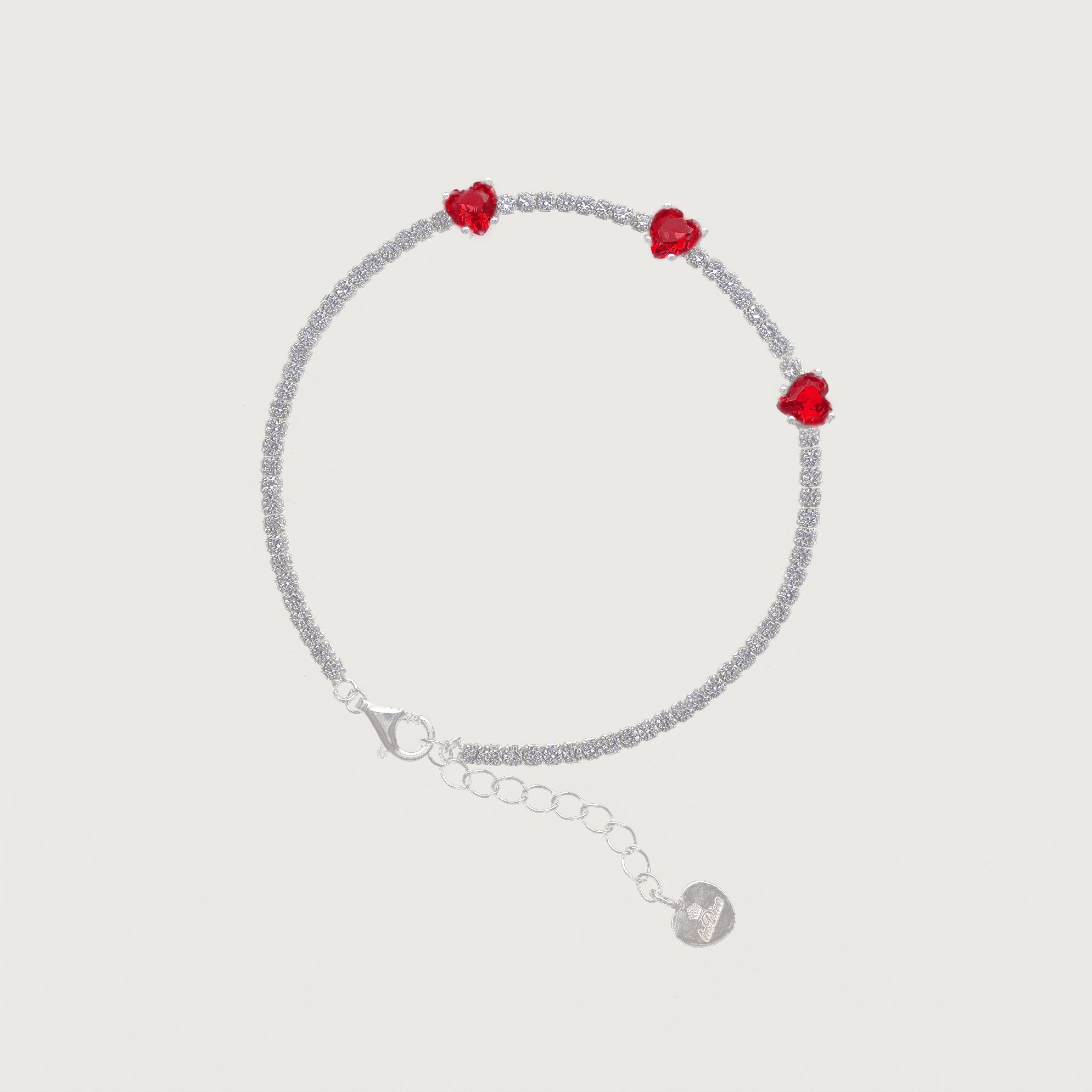 Bracciale Tennis con tre Cuori